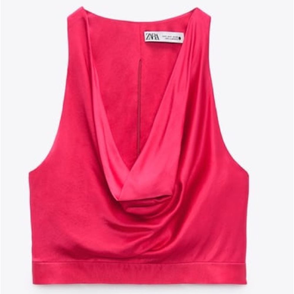 Zara NWT FLOWY NECKLINE TOP Size Medium